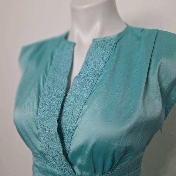 Calypso St. Barth Silk Blue Embroidered Coquette Pockets Coastal Mini Dress XS - Picture 4 of 14